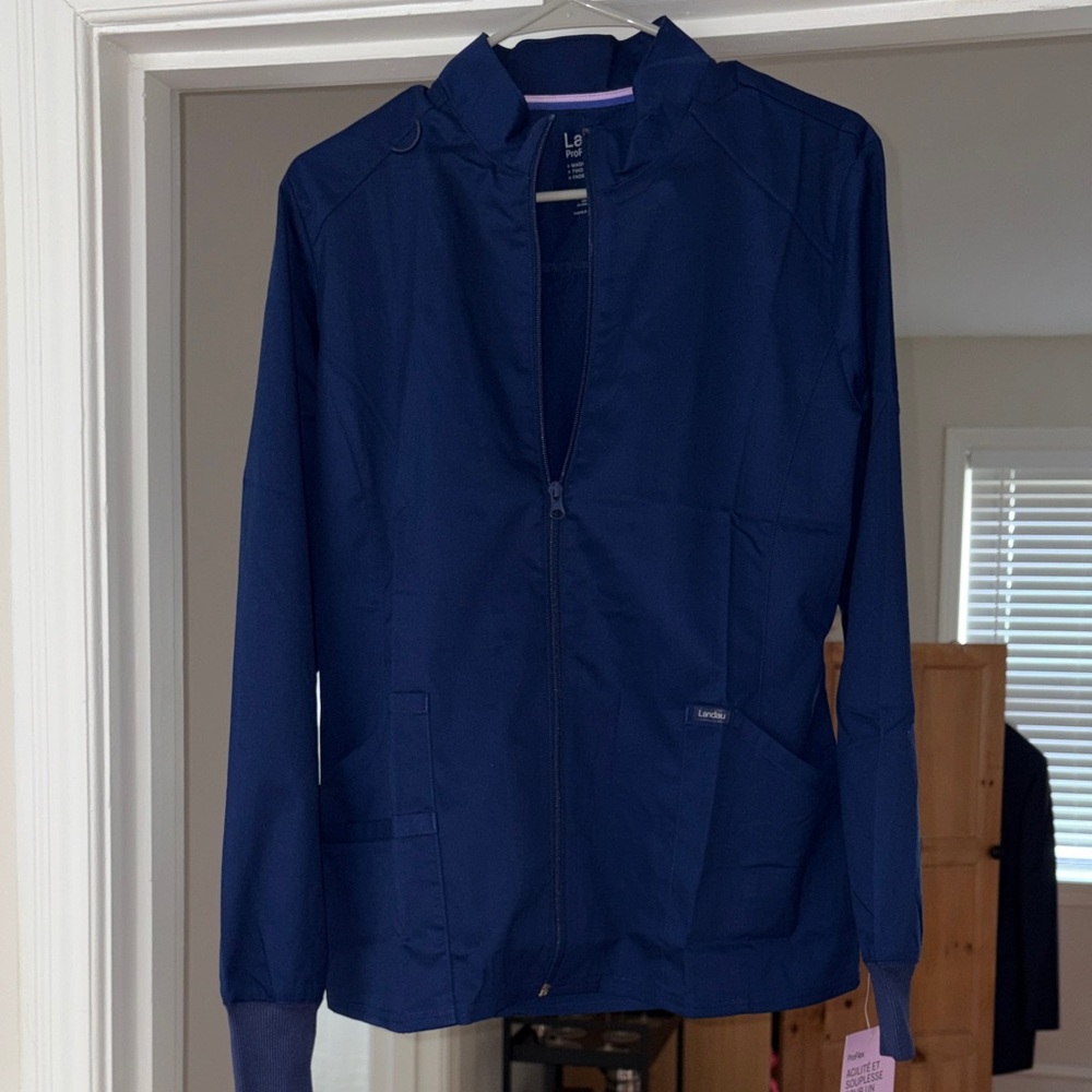NWT! Landau Navy Blue Utility Jacket with Zip Front